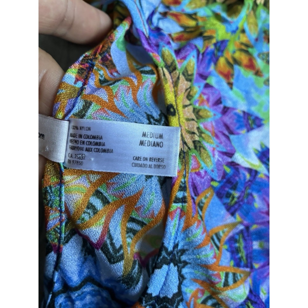 Luli Fama Medium Kaleidoscope Print Batwing Swim Cover Up Resort Tunic - Picture 5 of 16